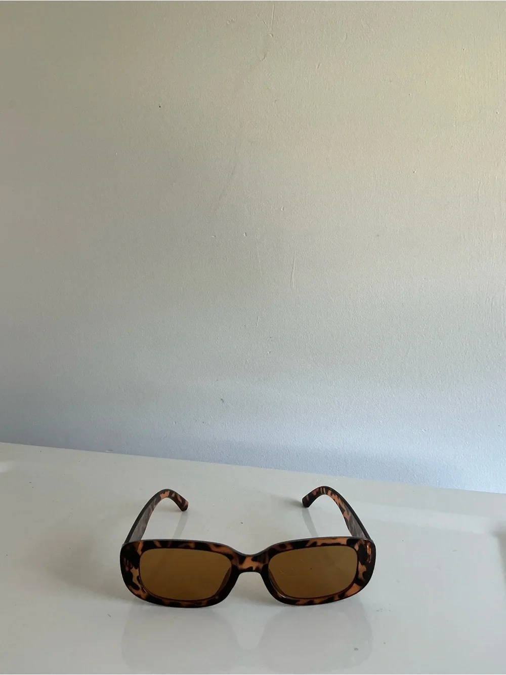 Tortoiseshell Rectangle Women's Sunglasses - Brown Lenses